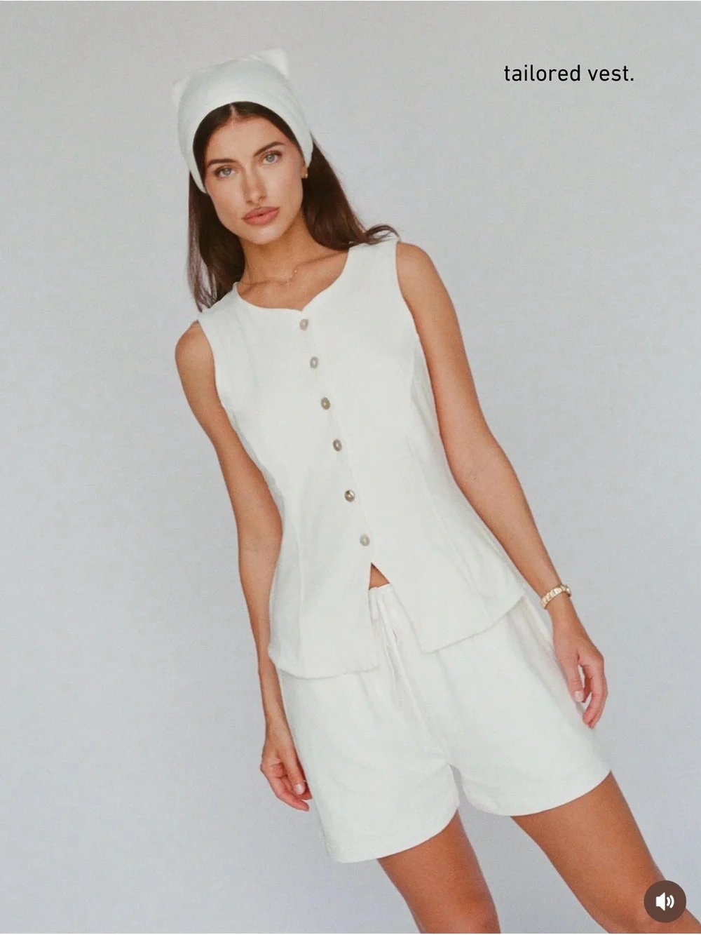 Layere Organic Cotton White Tailored Linen Vest